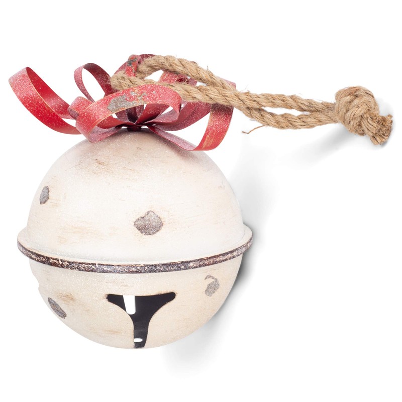 RAZ Imports Yuletide Gathering 11" White Glittered Jingle Bell with
