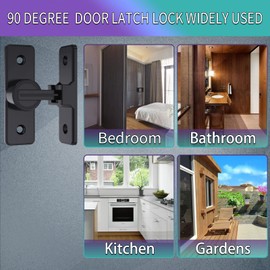 2 Pack Barn Door Lock Hardware, 90 Degree Heavy Duty Thickened Flip Door Latches, Sliding Barn Door Flip Locks Right Angle Gate Latch for Garden, Yard, Bathroom, Garage, Outdoor (Matte Black)