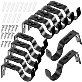 Frienda 6 Pairs Curtain Rod Brackets General Adjustable Curtain Rod Holder Wall Bracket Hooks Outside Mounted Blinds Curtain Rod Bracket with Screws for 1 Inch Diameter Curtain Rod (Black)