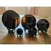 CrystalsAhoy Obsidian Mirror, 5.5" Round Scrying Mirror, Freestanding, Modern Style,