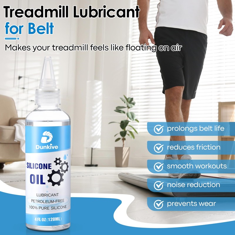 Dunkive 120ml/4oz Treadmill Lubricant with 24inch Foldable Applicator, Pure Silicone
