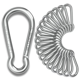 Der Traum Pack of 12 Stainless Steel Carabiner Hooks, 6 x 60 mm, Carabiner with Load Capacity of 140 kg, Ideal for Key Chains, Camping, Hiking, Travel, Fishing, Backpack (Silver)