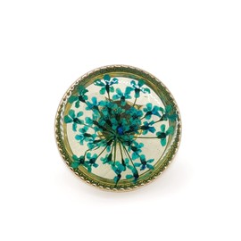 Craftisum Cyan-Blue Flower Inclusion Glass Sewing Shank Buttons 20 Pcs - 18mm, 23/32"