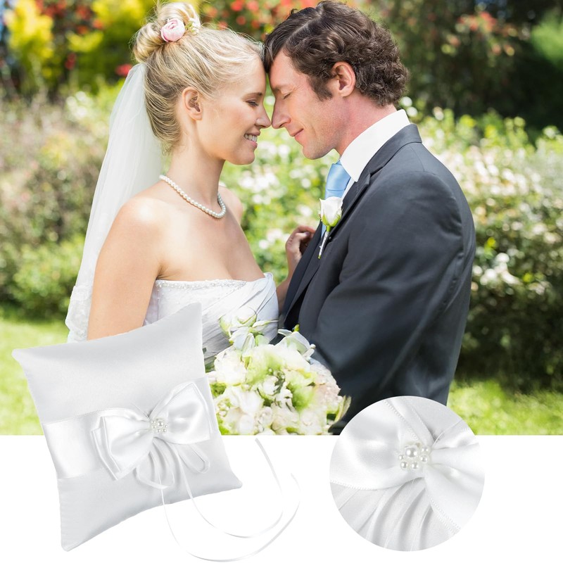 Bruislard 14 x 14 cm Wedding Bowknot Ring Bearer Cushion