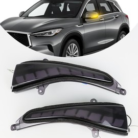 ZDEERAOTO LED Rear Side Mirror Light DRL Amber Sequential Turn Signal Lamp 3 in 1 Function Feature Kit for Infiniti Q50 Q30 Q60 Q70 for Nissan Skyline OEM Trim Accessories (Smoked)