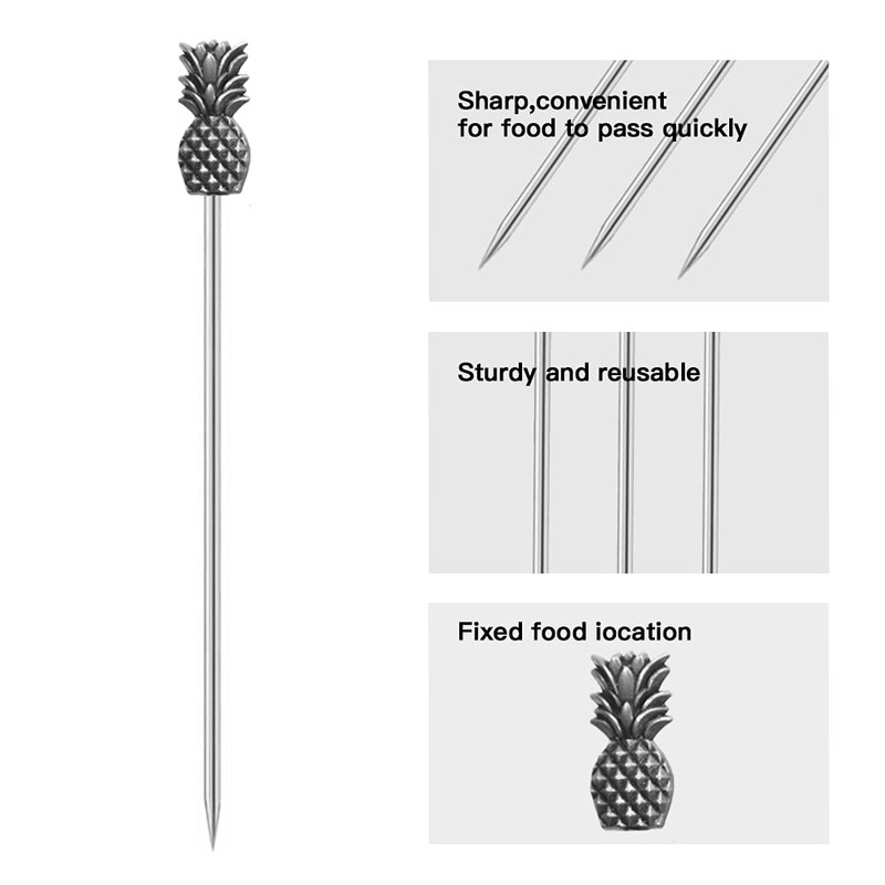 8Pcs Stainless Steel Creative Koala Cocktail Picks Reusable Toothpicks Fruit