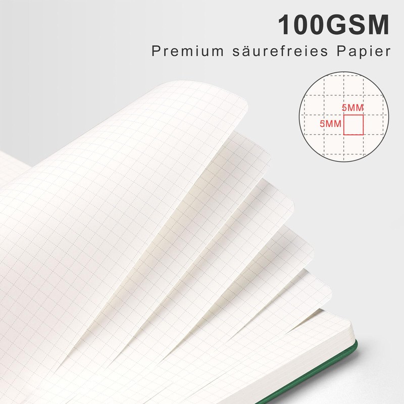 RETTACY Notebook B5 Squared, Bullet Journal with 100 g/m² Thick
