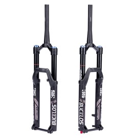 BUCKLOS MTB Air Suspension Fork 27.5 29 110 * 15mm Boost AM E-Bike Tapered, Travel 160mm 36mm Inner Tube Thru Axle Rebound Adjustment Disc Brake Front Forks, fit All Mountain eBike ect. (27.5)