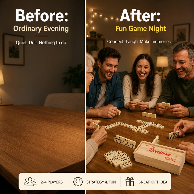 Double 6 Dominoes Set for Family Game Night – 28-Tile