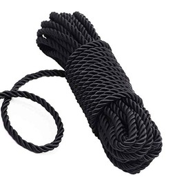 Angeer 2 pcs/set All Purpose Rope 8 mm 10M/32 Feet Length Strong Multifunctional Soft 100% Nylon Rope Natural Twisted Durable Long Ropes (Black)