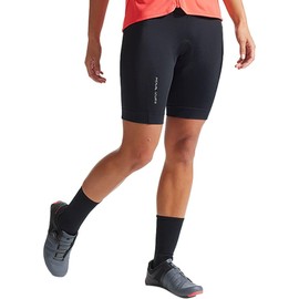 PEARL iZUMi - Pantalones cortos de ciclismo para mujer, 8.5 pulgadas, acolchados y transpirables con tela reflectante, Negro (2022), Small