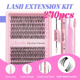 Azenlo Azenlo Lash Extensions Cluster DIY Lashes 240pcs 30D 40D 10-16mm Eyelash Clusters Individual Lashes Lash Kit Think Band Lash Kit(30D+40D Kit)