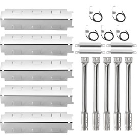 Criditpid Grill Replacement Parts for Charbroil 463230515 463239915 463230513, Stainless Steel Heat Plate Shields, Burner Tubes, Crossover Tube and Ignitors for Char-Broil 463230512 Gas Grills.