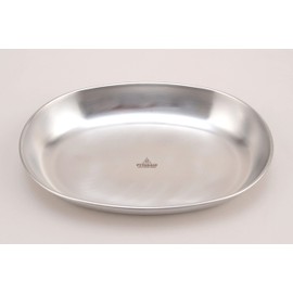 PTYGRACE 18-0 Stainless Steel Oval Curry Plate, Camping, BBQ, Tableware, Rice, Stackable Storage, Made in Japan, Tsubamesanjo