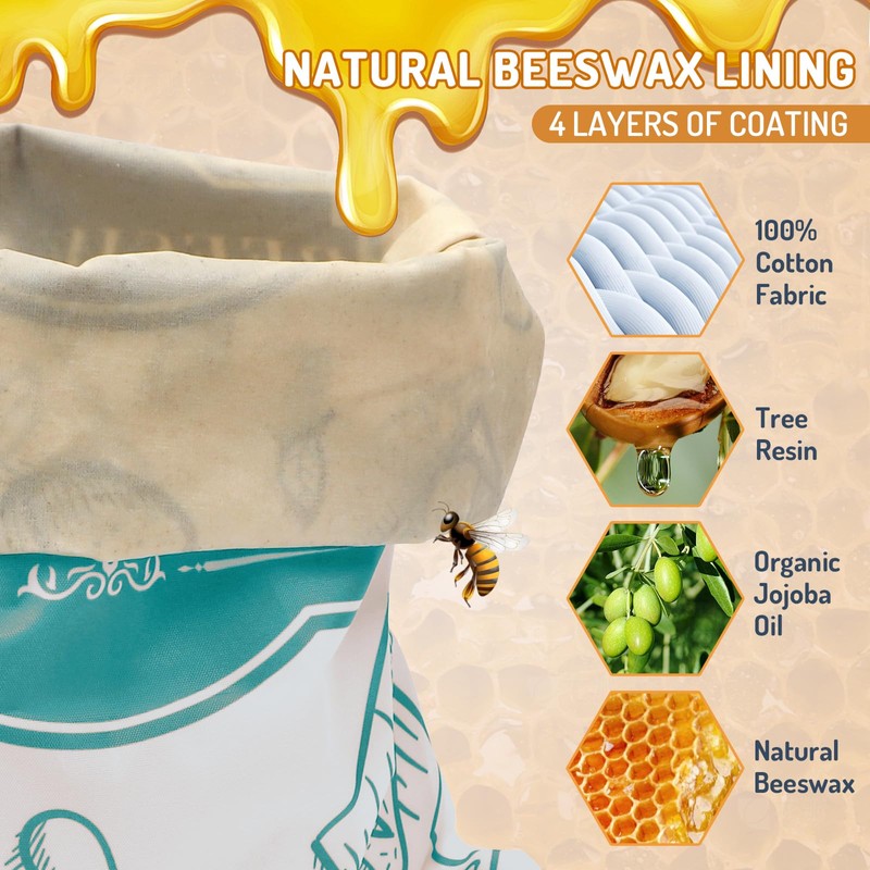 2-Pack Beeswax Bread Bags for Homemade Bread, Green Reusable Sourdough