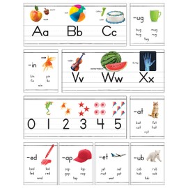 Carson Dellosa 31 pc Bundle of Photographic Alphabet and Number Line Bulletin Board Decorations, ABC, Word Families, and Counting Toddler Learning Posters with Picture Cues, Classroom and Wall Decor