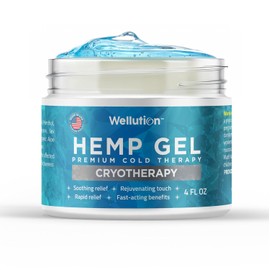 WELLUTION Cryotherapy Hemp Gel – Gentle Cooling Sensation with Menthol & Arnica – Non-Greasy, Quick-Absorbing Formula – Lightweight Gel for Comfort & Refreshing Feel – 4oz