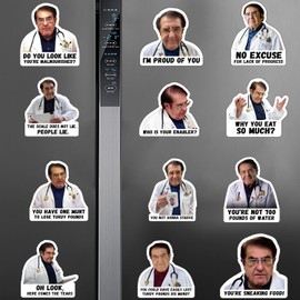 JINJUMEI Dr Nowzaradan Magnet, Funny Dr. Now Fridge Magnet, Cute Diet Fridge Magnet, Doctor Saying Magnet, Inspirational Fridge Magnets for Fridge & Car for Diet Control, Pack of 12