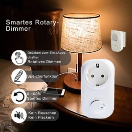 Bilihondim Steckdosendimmer, LED und Halogen Dimmer, Plug & Play Drehschalter
