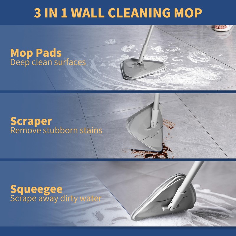 BOOMJOY Wall Cleaner Mop with 82 Inches Long Handle, Baseboard