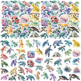 ZGQHZR 150 Pcs Aesthetic Vinyl Stickers for Water Bottles,Cute Waterproof Trendy Stickers for Labels,Scrapbooking,Wedding Place Cards,Water Bottles,Laptop,Phone,Guitar,Luggage (Multicolor Turtles)