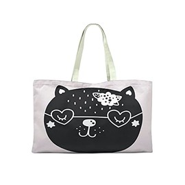 Bonamaison Printed Tote Bag, Reusable Grocery Bag, Shopping Bag, Machine Washable, Foldable, Canvas Cloth Bag with Handles, 50x40 Cm