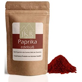 JKR Spices Sweet Paprika Powder, Ground Sweet Pepper, Ideal for Cooking Savoury Dishes and Hungarian Goulash, 100% Natural without Additives, 250 g