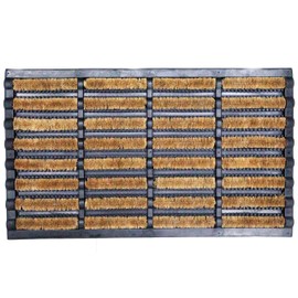 Gardenised Shoe and Boot Scraper Mat with Tray Coir Bristles Built-in Wire Brush and Non-Slip Rubber Base for Mud Dirt and Debris Removal at Entryway Patio Porch Worksite and Garage Entrance, 18x30