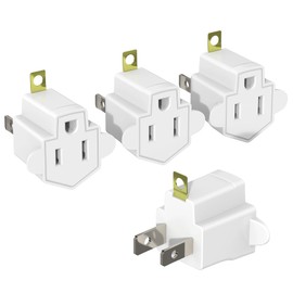 4 Pack Polarized Plug Adapter, ETL Listed Grounding Outlet Adapter, 2 Prong to 3 Prong Outlet Adapter, 3 Prong Adapter Wall Plug Extender Heavy Duty for Household Appliances Industrial