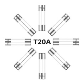 ALLECIN 5x20MM 20A 250V Slow Blow Glass Fuses 20 Amp 250 Volt 0.2 x 0.78 Inch Slow-Acting Time-delay Fuse T20AL250V Tube Fusibile (Pack of 20Pcs)