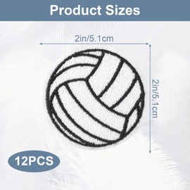 12Pcs 2inch Volleyball Patches, Rugby Embroidered Appliques Iron On, Black White Soccer Ball Sewing Crochet for Sports Clothes Jeans Hats Jacket Backpack DIY Accessories