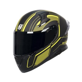 HAX Full Face Motorcycle Helmet with Dual Rear Wing and Pinlock Ready DOT Approved - Lightweight and Durable Motorbike Street Bike Helmet for Adults (Impulse Blade Yellow,S)