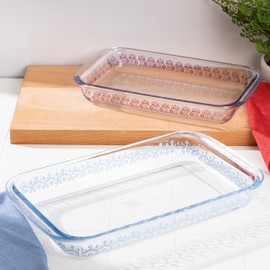 Spice by Tia Mowry Spice Cloves 2 Pack 3.1 QT and 2.3 QT Oven, Dishwasher, and Microwave Safe Borosilicate Glass Bakeware Set