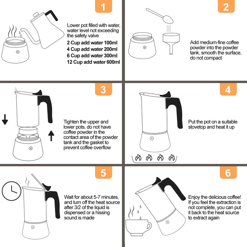 Uncoated 12 Cup Moka Pot 304 Thickened Stainless Steel Coffee
