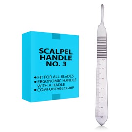 Bard Parker Scalpel Handle, Autoclaveable 12.5 cm German Stainless Steel Surgical Scalpel Handles with Ruler for 10-17 Dermaplaning Scalpel Blades (Handle No. 3, Pack of 6)