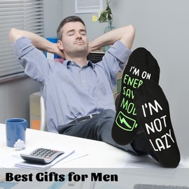 ZXGXLAW Birthday Gifts for Dad,Men Husband Grandpa Women idea Fathers Day Christmas Im Not Lazy Funny Socks
