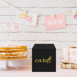 sunepany Black Card Box Graduation Card Box Wedding Card Box for Party Baby Shower Funeral Birthday Anniversary Gold Card Box Retirement Card Box Raffle Ticket Box Wedding Envelope Box