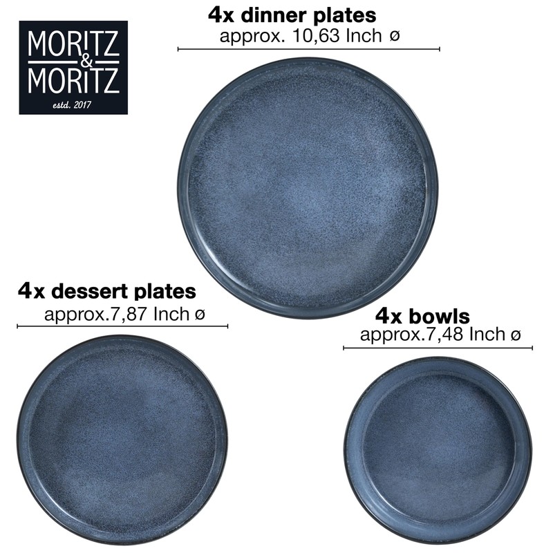 VIDA 12-Piece Porcelain Dinnerware Plate Set for 4 | Includes