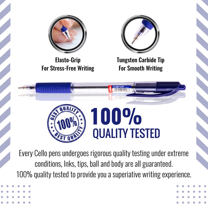 Cello Ballpoint Blue Pens, Pack of 24 (1.0mm) Medium Point