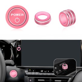 SENSHINE Knob Cover for 2025 2026 Toyota Camry LE/SE/XLE/XSE Accessories Aluminum Alloy Volume Knob Covers Rearview Mirror Switch Engine Start Button Covers Ring for Camry 4Pcs (Pink)