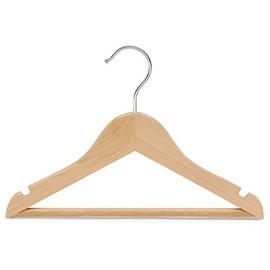 Only Hangers Children's Natural Finish Wood Top Hangers with Bar (Set of 25)