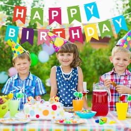 GBAUKAFHE Rainbow Happy Birthday Banner Birthday Sign for Backdrop Happy Birthday Decors for Women Girls Kids Birthday Party Wall Door Garland Bunting Banner Party Women Kids Baby Shower Hanging Decor