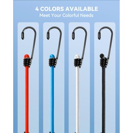 4'' Blue Mini Short Bungee Cords with 6mm Diameter & 2.5X Stretch, Small Bungee Straps with Excellent UV Protection & Upgraded Steel Hooks for Small Items, Door, Blind, Sun Shades (6 Pcs)
