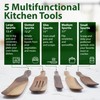 5 Piece Wooden Spurtle Set - Safe for Nonstick Cookware