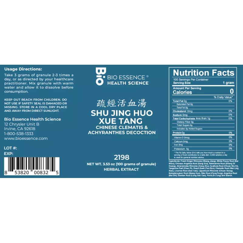 Bio Essence Health Sicecce 2198 Shu Jing Huo Xue Tang/Chinese