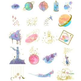 allydrew Decorative Scrapbooking Washi Stickers, DIY Crafts for Stationery, Diary, Card Making (60 pcs), Gold Foil 1 (Celestial)