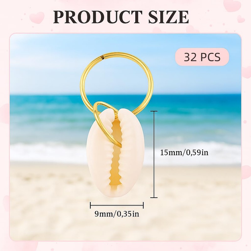 32 Pcs Seashell Hair Accessories, DIY Cowrie Sea Shell Hair