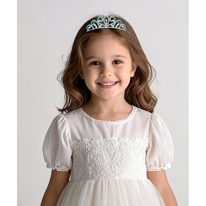 Yheahin Glitter Silver Crystal Princess Tiara Elegant Rhinestone Pearl Crown