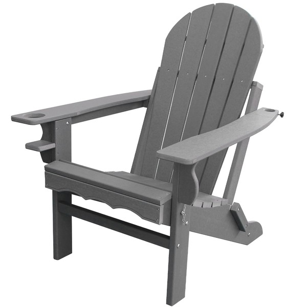 CLOUDEEP Folding Adirondack Chairs,Oversized Adirondack Chairs with Cup Holder Supporting