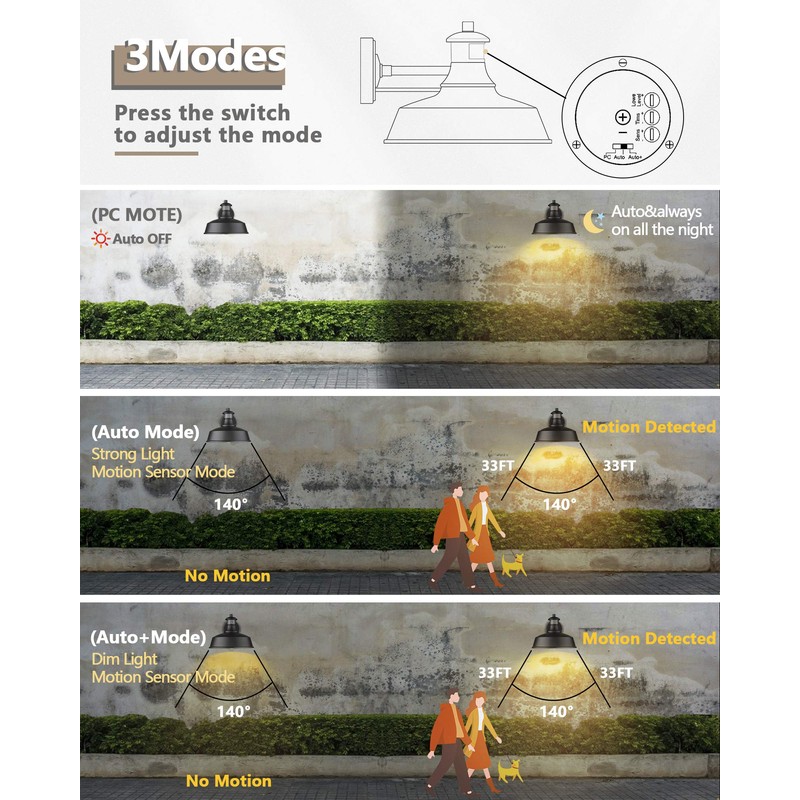 FEMILA Motion Sensor Farmhouse Barn Light Outdoor,Dusk to Dawn Sensor